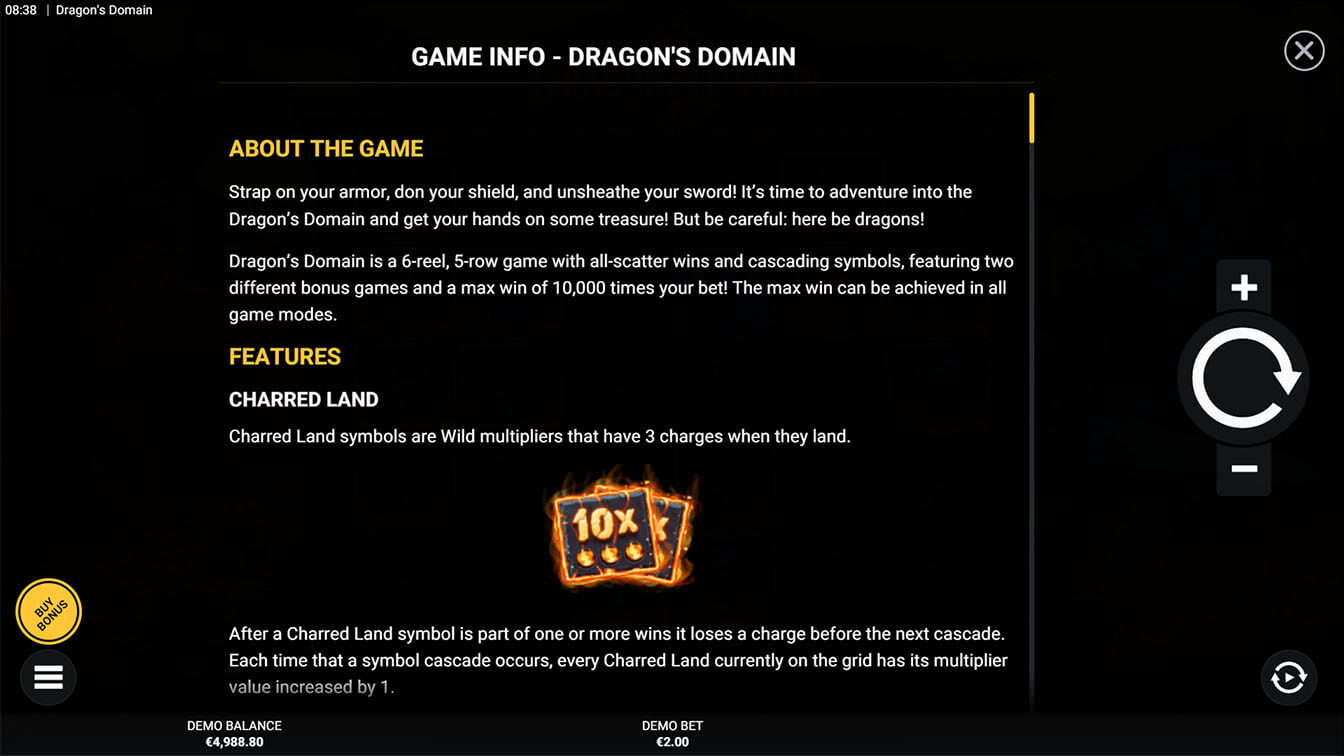 Dragon’s Domain por Hacksaw Gaming, info screenshot