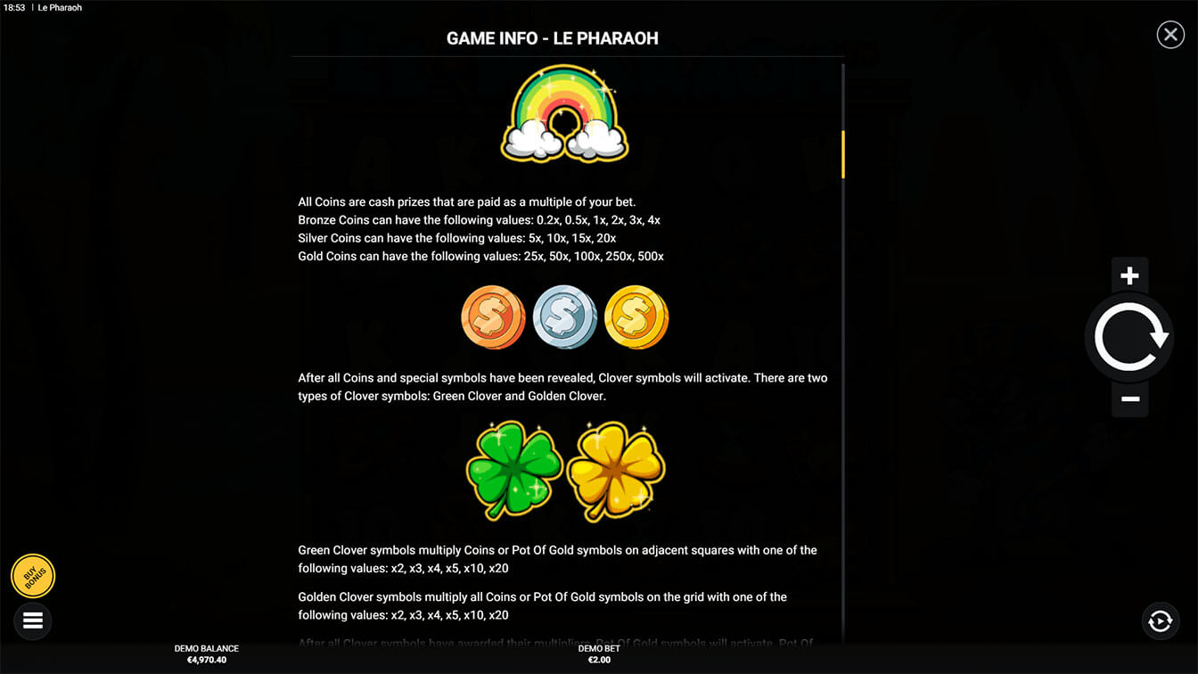 Le Pharaoh por Hacksaw Gaming, info screenshot