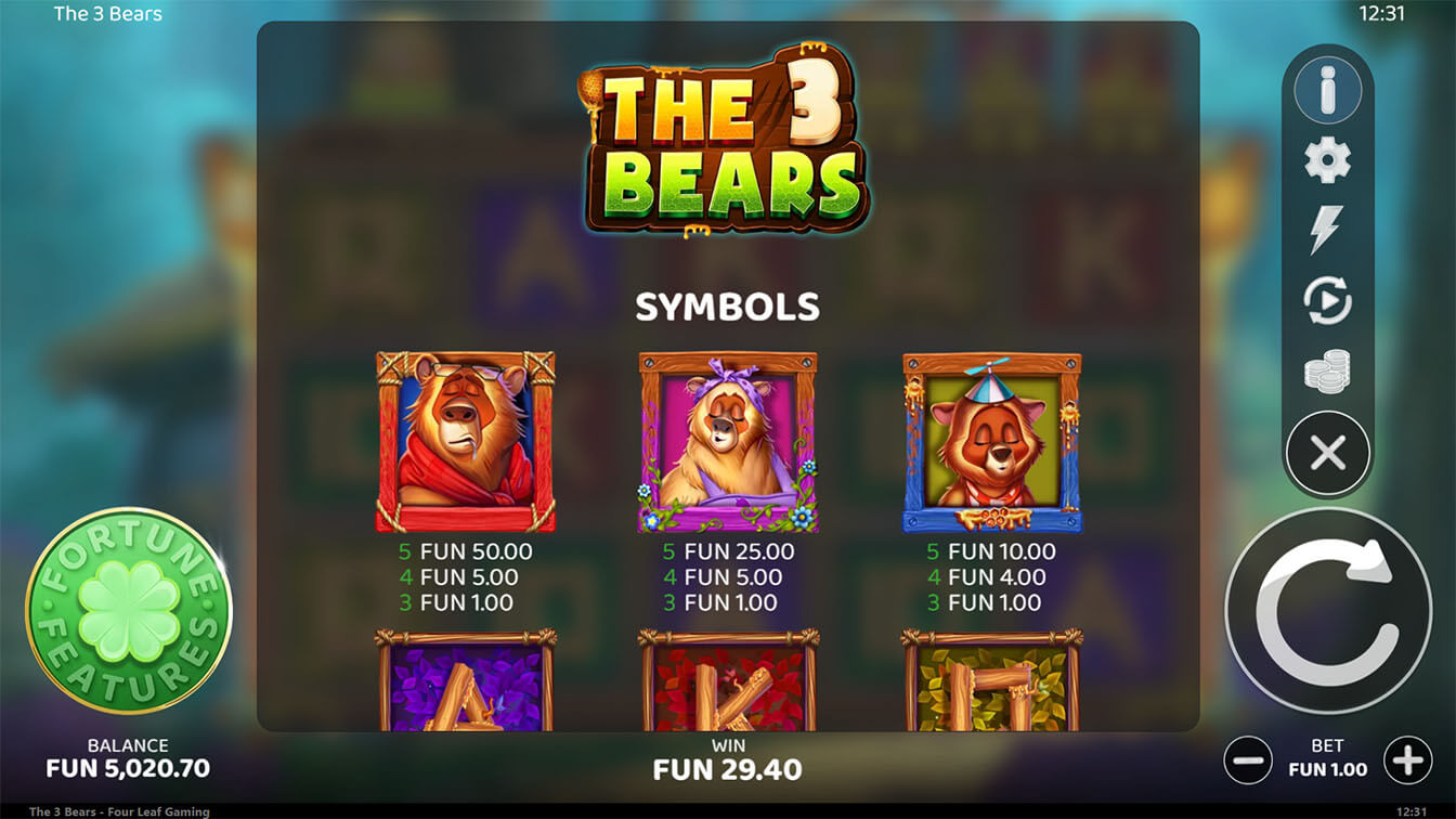 The 3 Bears por Four Leaf Gaming, info screenshot