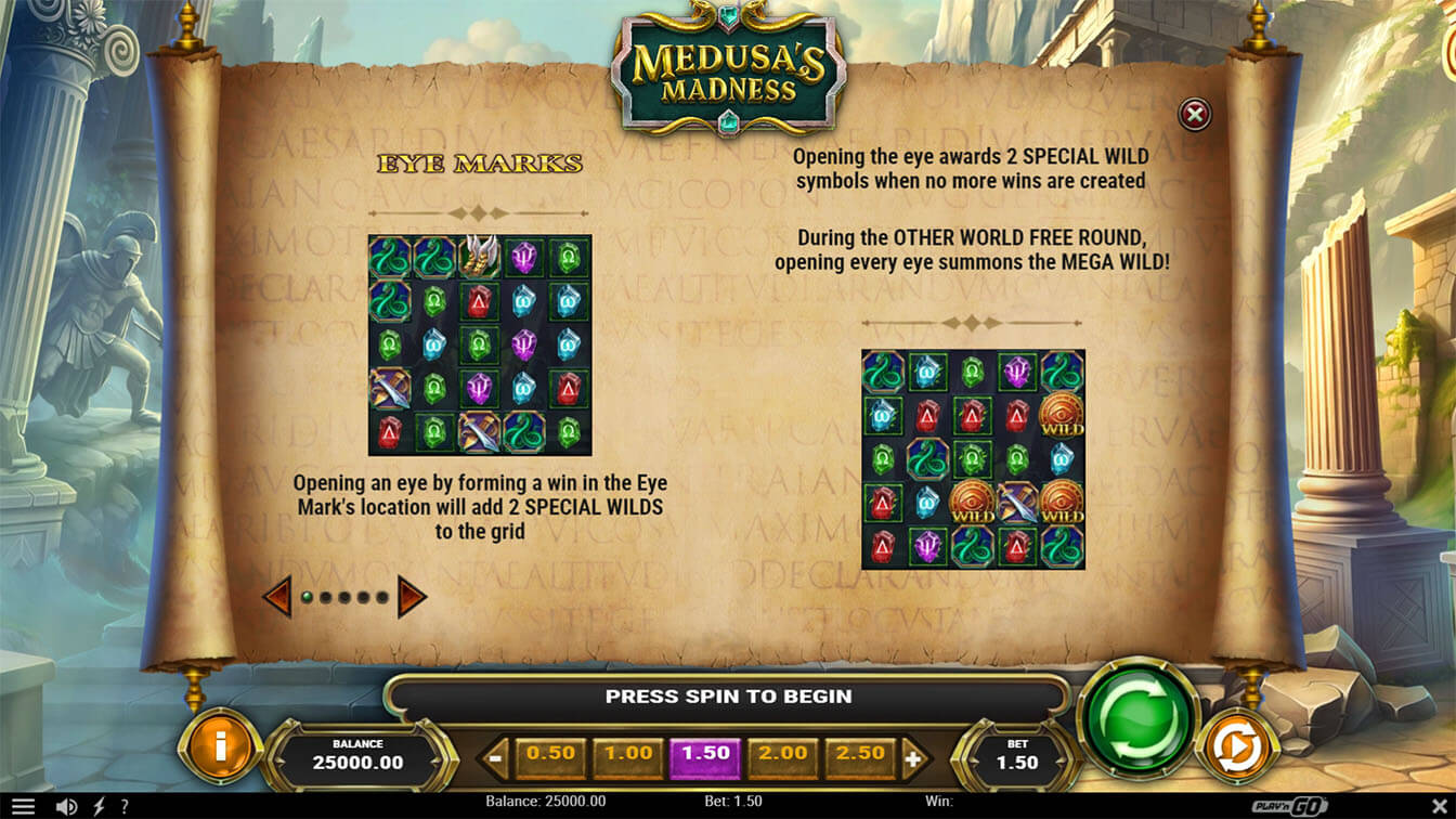 Medusa's Madness por Play'n GO, info screenshot